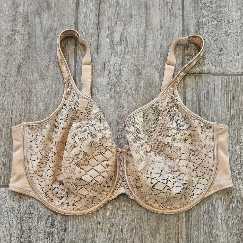 Empreinte Bra Women Size‎ 36E Melody Seamless Unlined Underwire Floral Lace Tan